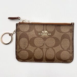 Coach New York Key Chain Wallet Signature Pouch Khaki NWT